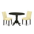 Set da tavolo da pranzo East West Furniture - un tavolo da cucina rotondo e sedie in similpelle Eggnog, nero (Opzioni pezzi)