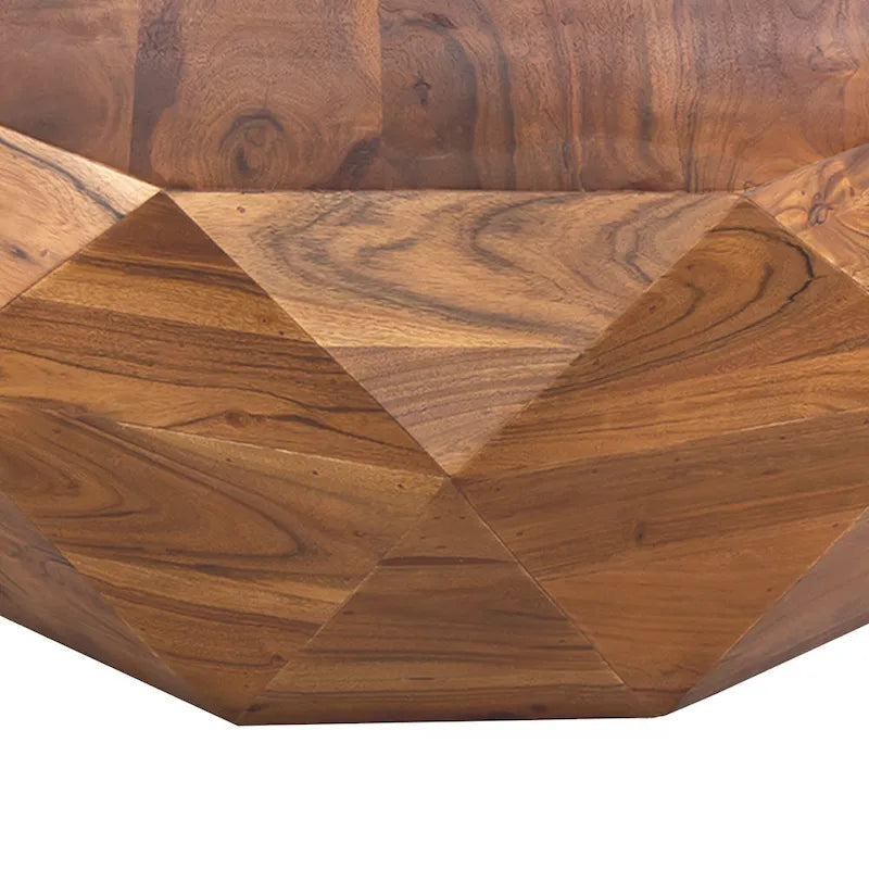 Bon 33 Inch Diamond Shape Acacia Wood Coffee Table With Smooth Top, Dark Brown