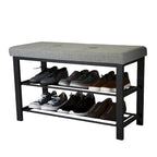 Panca da Ingresso Semplice con Scarpiera, Grigia - 81x 32x 46 cm