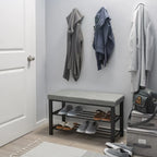 Panca da Ingresso Semplice con Scarpiera, Grigia - 81x 32x 46 cm
