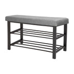 Panca da Ingresso Semplice con Scarpiera, Grigia - 81x 32x 46 cm