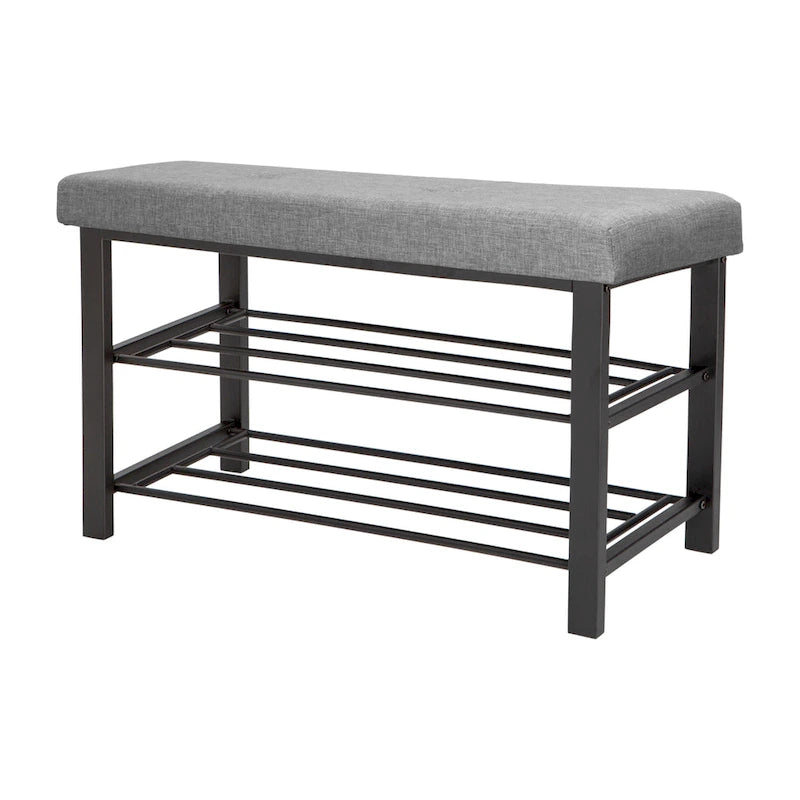 Panca da Ingresso Semplice con Scarpiera, Grigia - 81x 32x 46 cm
