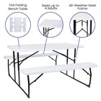 All-In-One Folding Picnic Table and Bench Set - Adult Size, Wood Grain