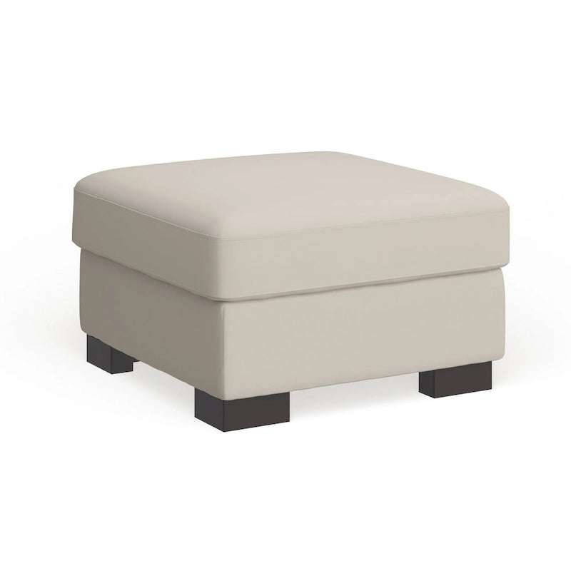 Lionel White Cotton Fabric Down-Filled Ottoman by iNSPIRE Q Artisan