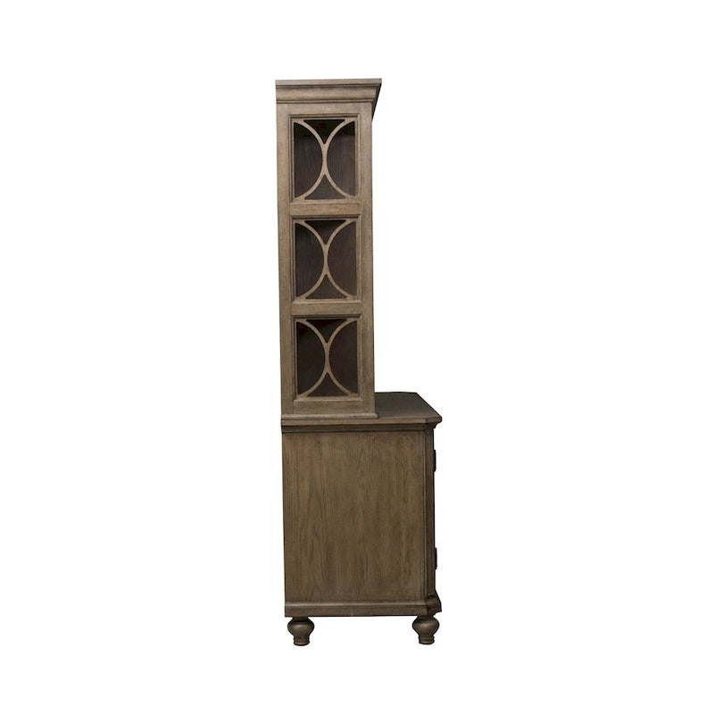 Copper Grove Simply Elegant White, Brown, & Heathered Taupe Credenza Hutch