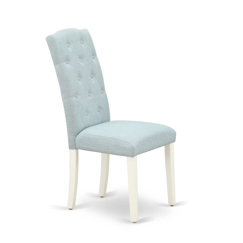East West Furniture Dinette Set- A Round Kitchen Table and Linen Fabric Parson Chairs, (Pieces & Finish Options)