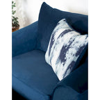 Set Sedia/Pouf in Tessuto con Schienale a Cuscino Blu Navy Roundhill Furniture Camero