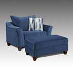 Set Sedia/Pouf in Tessuto con Schienale a Cuscino Blu Navy Roundhill Furniture Camero