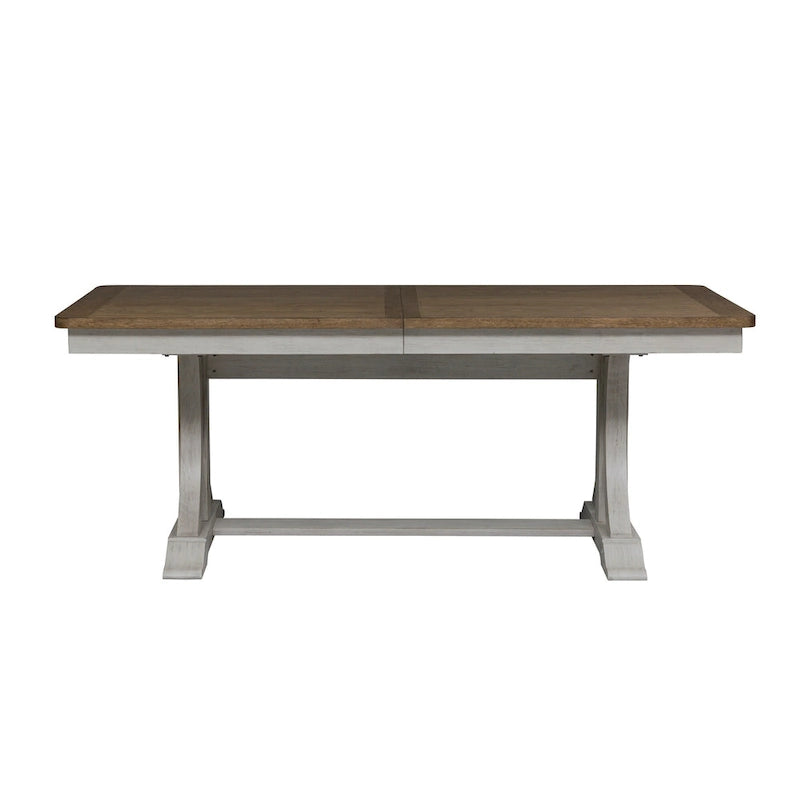 Farmhouse Reimagined Antique White Opt 7 Piece Trestle Table Set