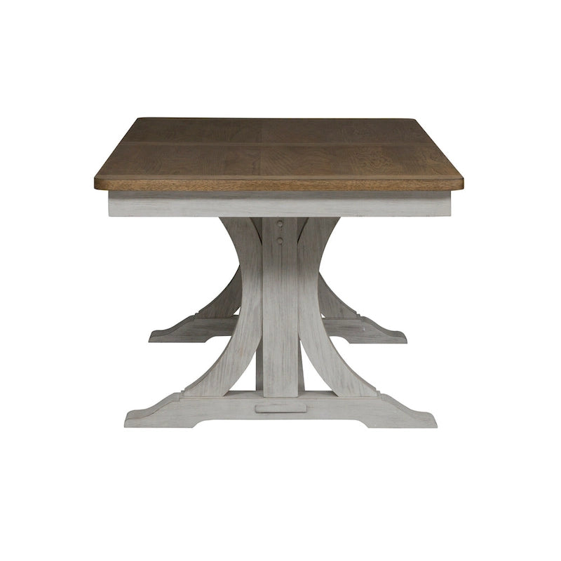 Farmhouse Reimagined Antique White Opt 7 Piece Trestle Table Set