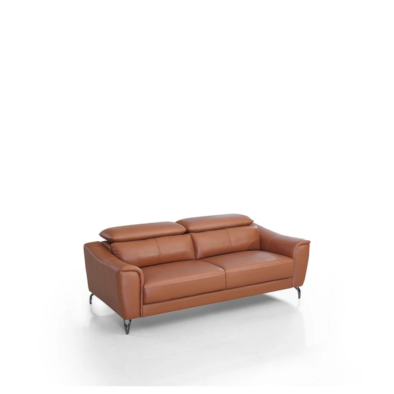 Divano Moderno in Pelle Cognac Marrone Danis Divani Casa