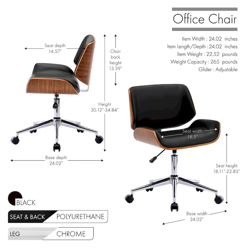 Carson Carrington Herning Faux Leather Mid-Century Office Chair