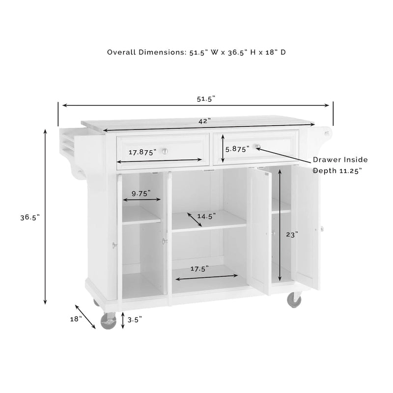Crosley Full-size Granite Top Mahogany Kitchen Cart - 51.5 W x 18 D x 36.5 H