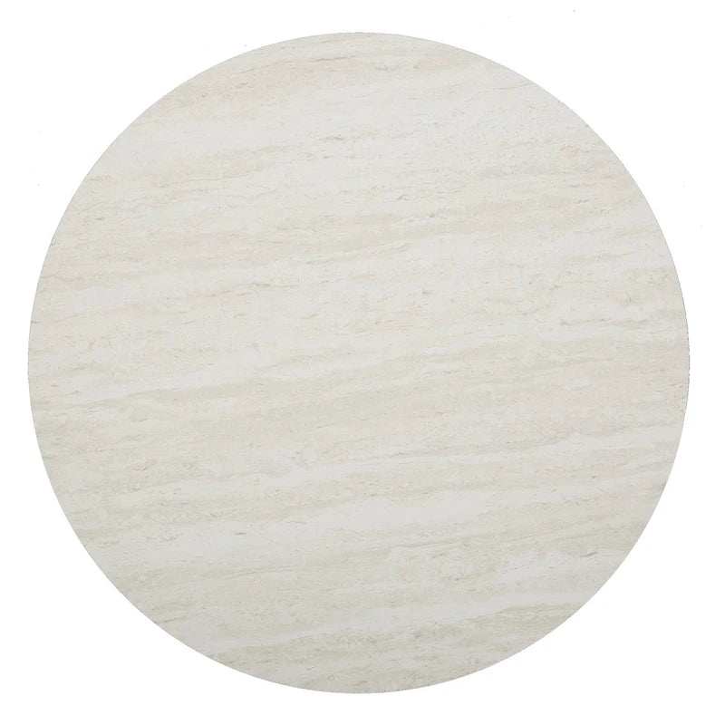 Tavolino da caffè rotondo moderno SEI Furniture Henderson con piano effetto marmo e base geometrica dorata