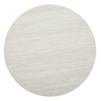 Tavolino da caffè rotondo moderno SEI Furniture Henderson con piano effetto marmo e base geometrica dorata