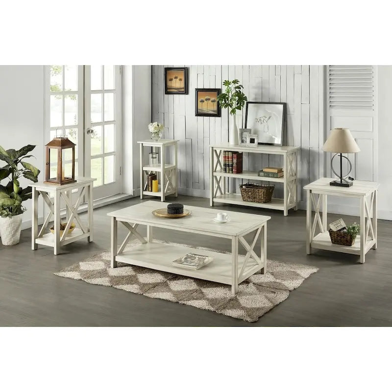 Jamestown Antique White Wood Side Table