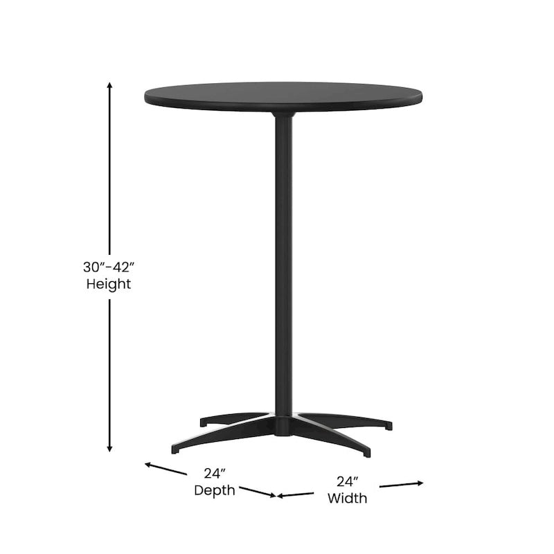 24 Round Wood Cocktail Table with 30 and 42 Columns