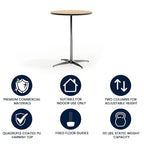 24 Round Wood Cocktail Table with 30 and 42 Columns