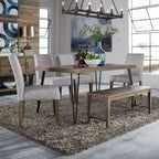 Horizons Rustic Caramel with Sawmark Distressing Rectangular Leg Table - Grey