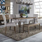 Horizons Rustic Caramel with Sawmark Distressing Rectangular Leg Table - Grey