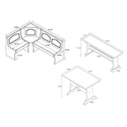 Linon Riki Honey Pine 3-piece Breakfast Nook Dining Set