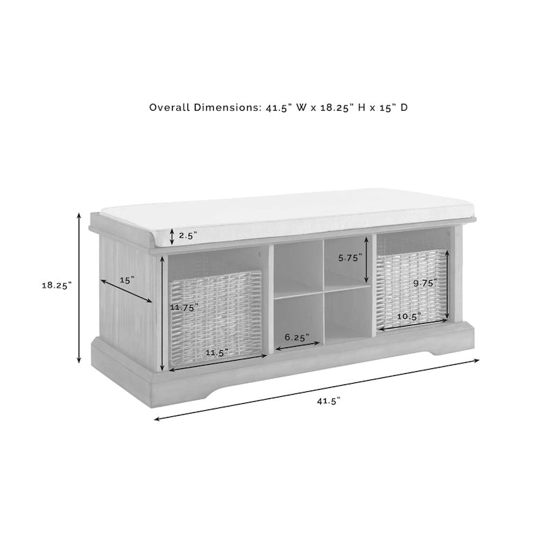 Crosley Brennan White Wood Entryway Storage Bench