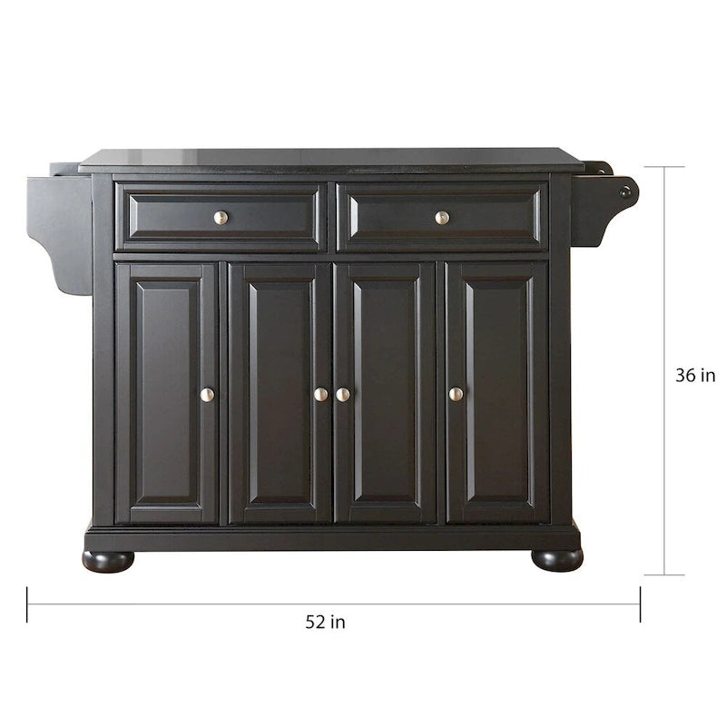 Crosley Alexandria, isola/carrello da cucina con top in granito, dimensioni totali - 18p x 51,5l x 34a