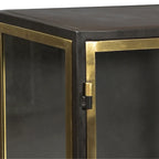 Brynlee 72 Gunmetal and Brass Finished Iron and Glass 4-Door Sideboard