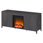 Mobile TV rettangolare Jasper con caminetto a legna per TV fino a 65 pollici