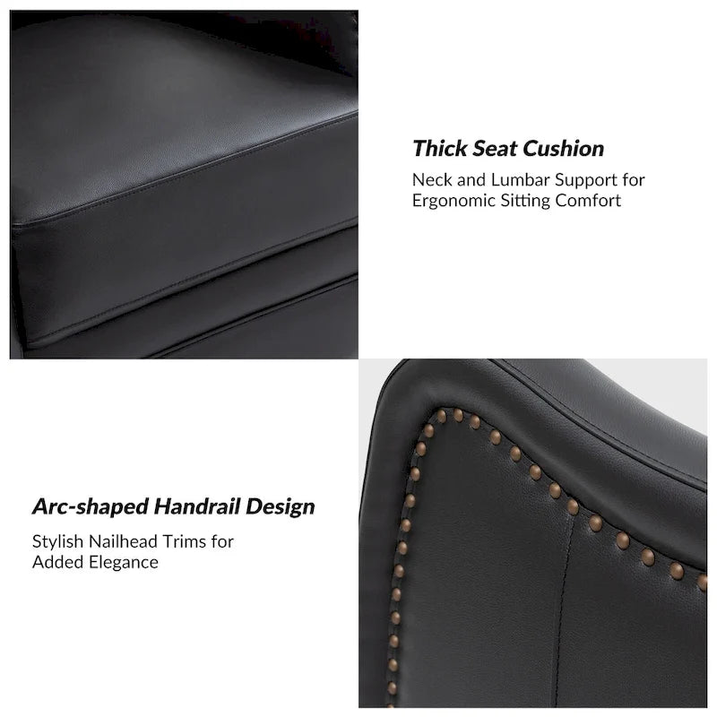 FrancoModern Genuine Leather Swivel Rocker Recliner with Nailhead Trims Sets of 2 by HULALA HOME