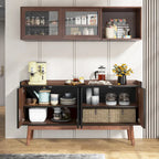 Wooden 4-door Buffet Sideboard with Storage for Kitchen Dining Room - N/A