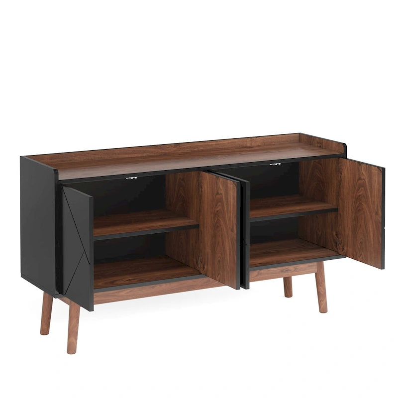 Wooden 4-door Buffet Sideboard with Storage for Kitchen Dining Room - N/A