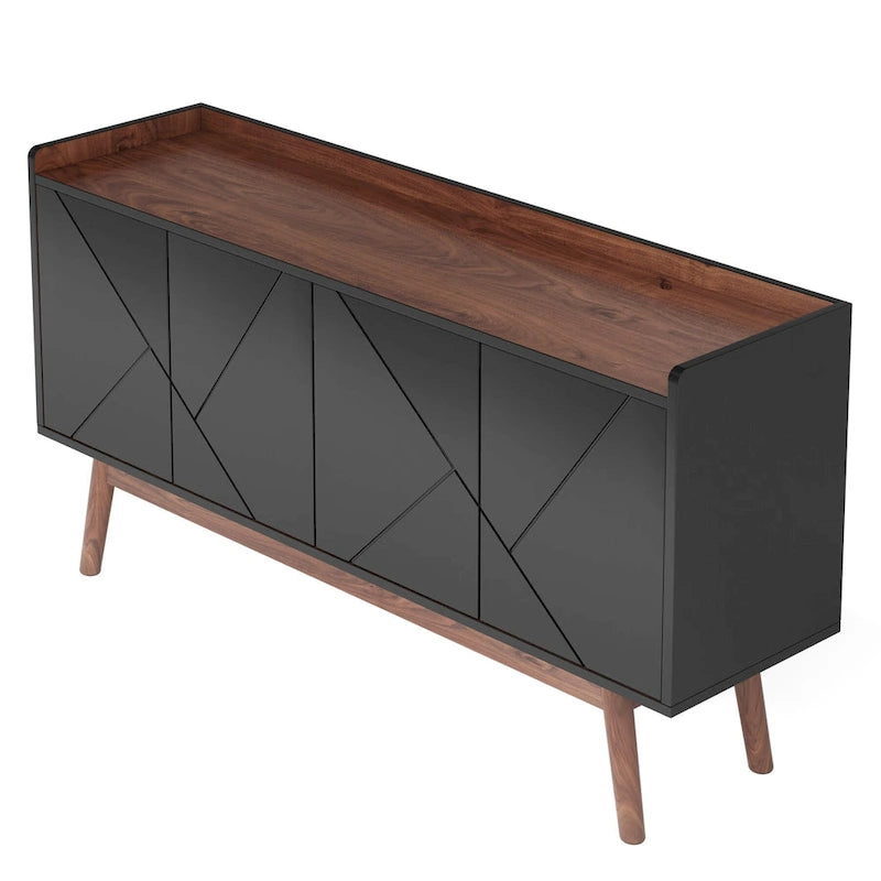 Wooden 4-door Buffet Sideboard with Storage for Kitchen Dining Room - N/A