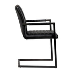 Greyson Genuine Full Grain Leather and Steel Modern Dining Arm Chair