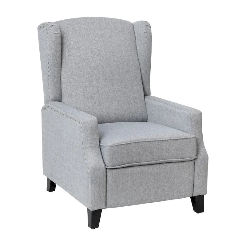 Poltrona reclinabile a molla con tasca laterale e finitura con borchie decorative