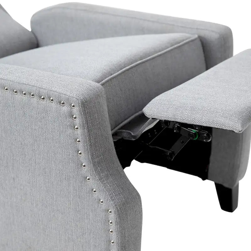 Poltrona reclinabile a molla con tasca laterale e finitura con borchie decorative
