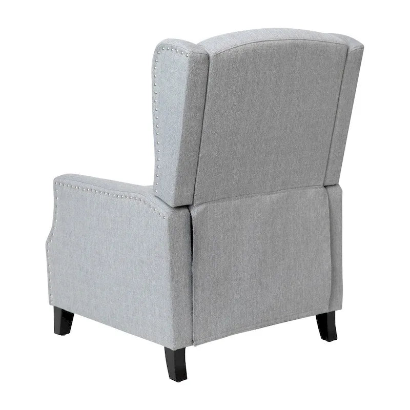 Poltrona reclinabile a molla con tasca laterale e finitura con borchie decorative