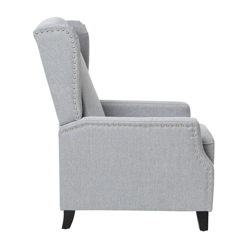 Poltrona reclinabile a molla con tasca laterale e finitura con borchie decorative