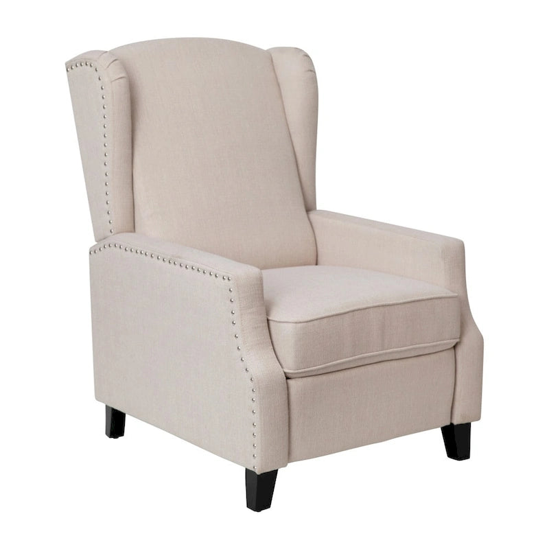 Poltrona reclinabile a molla con tasca laterale e finitura con borchie decorative