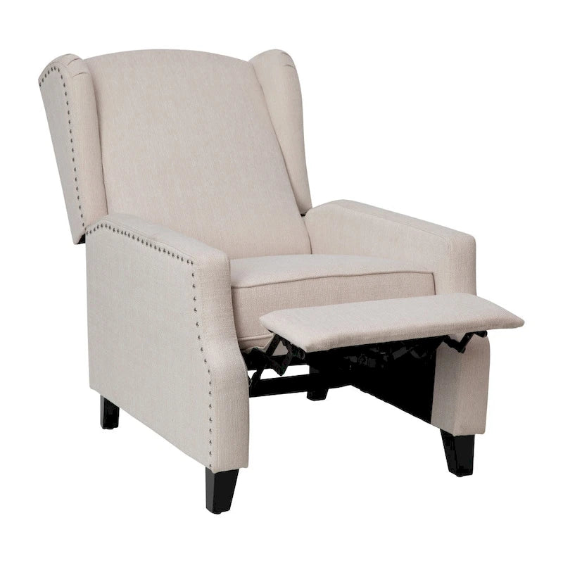 Poltrona reclinabile a molla con tasca laterale e finitura con borchie decorative