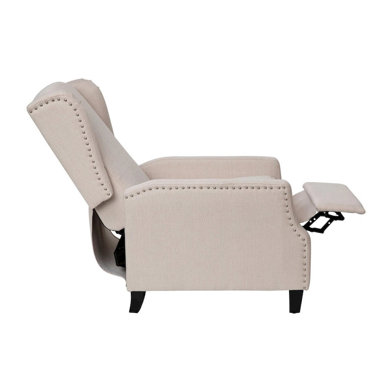 Poltrona reclinabile a molla con tasca laterale e finitura con borchie decorative