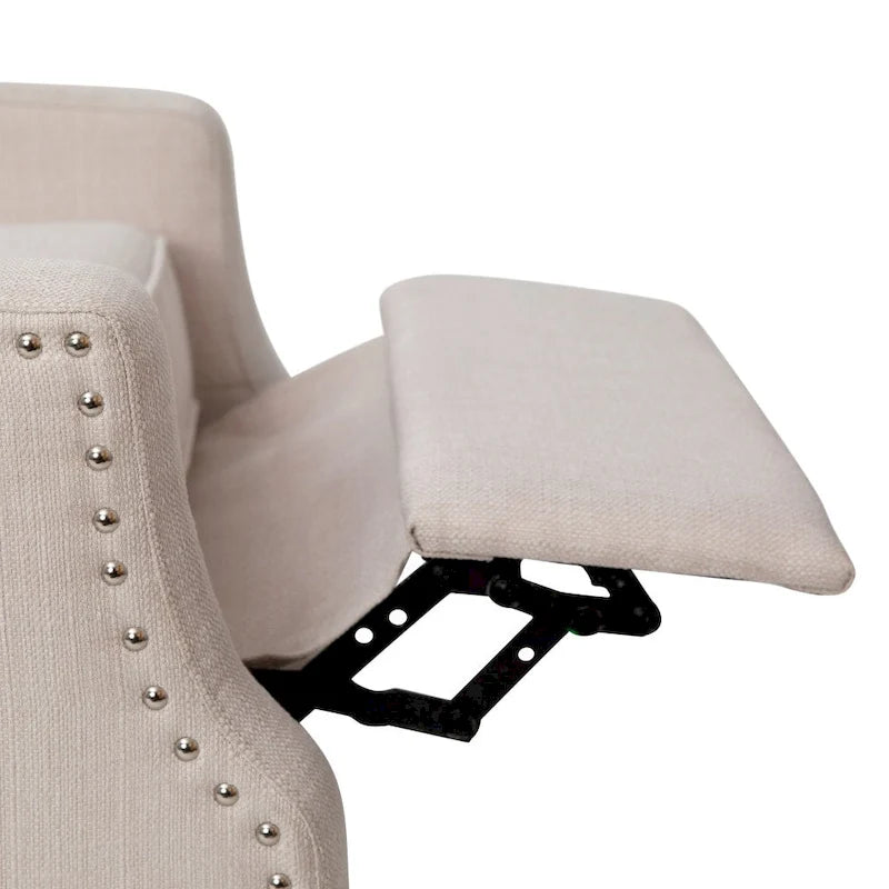 Poltrona reclinabile a molla con tasca laterale e finitura con borchie decorative