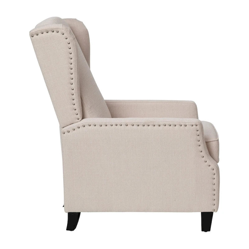 Poltrona reclinabile a molla con tasca laterale e finitura con borchie decorative