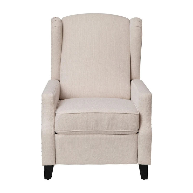 Poltrona reclinabile a molla con tasca laterale e finitura con borchie decorative