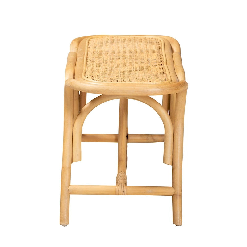 Septa Modern Bohemian Natural Brown Rattan Accent Bench