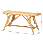 Septa Modern Bohemian Natural Brown Rattan Accent Bench