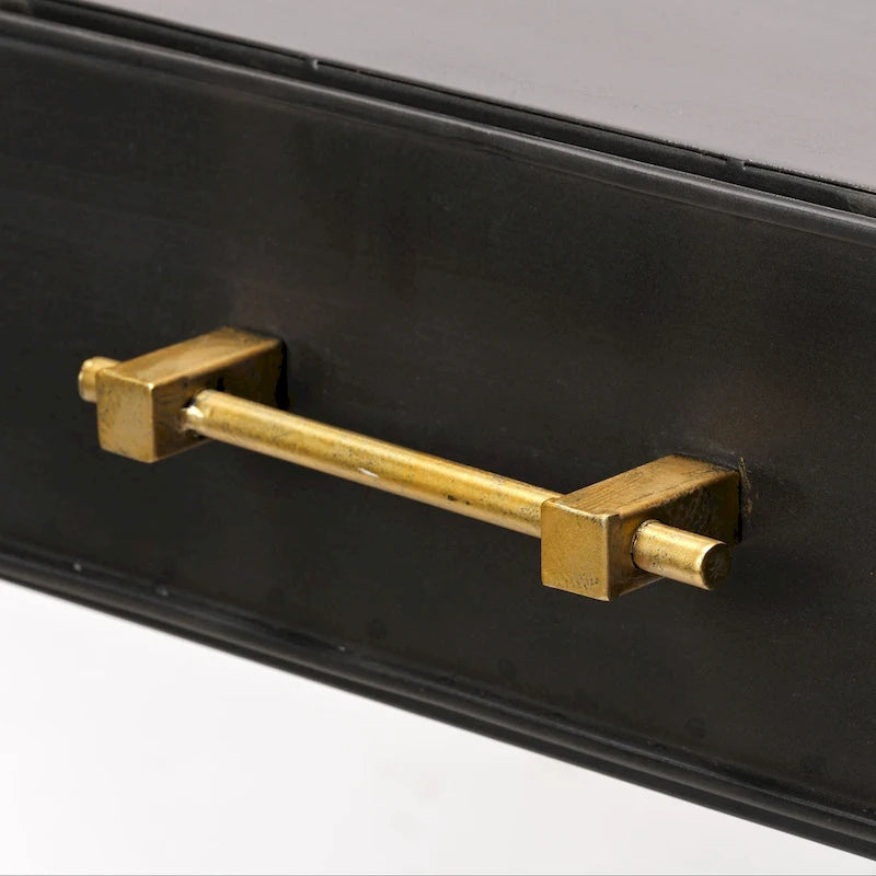 Vince Black Metal with Gold Accents 3 Drawer Office Desk