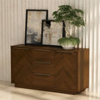 Dark Brown Herringbone Sideboard with Soft-Close Doors