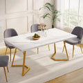 Modern Dining Table, White Faux Marble Small Kitchen Table for Family