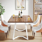 Modern Dining Table, White Faux Marble Small Kitchen Table for Family